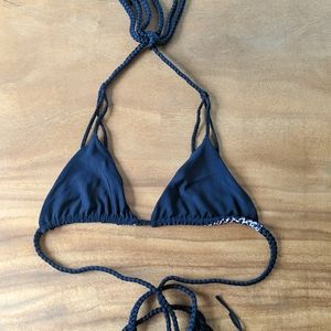 Acacia swimwear black bikini top (Small)